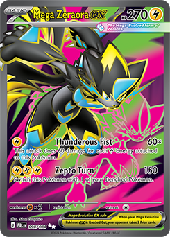 Carte Pokémon Ultra rare Méga Zeraora ex 98/84 de la série Nuit Noire