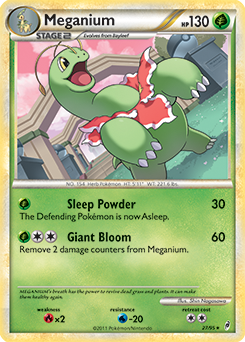 Rare Pokémon card Meganium 27/95 from Call of Legends expansion