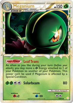 Prime Pokémon Pokémon card Meganium 109/123 from HeartGold SoulSilver expansion