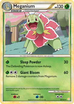 Rare Pokémon card Meganium 26/123 from HeartGold SoulSilver expansion