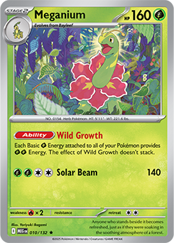 Rare Pokémon card Meganium 10/132 from Mega Evolution expansion