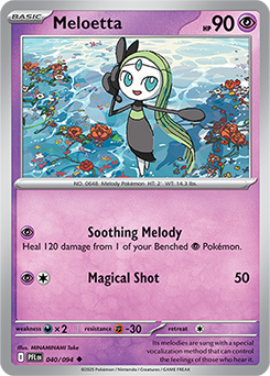 Uncommon Pokémon card Meloetta 40/94 from Phantasmal Flames expansion