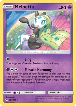 Meloetta 104/214 Pokémon card from Lost Thunder for sale at best price