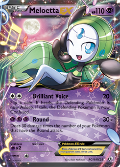 Rare Pokémon card Meloetta EX RC11/RC25 from Legendary Treasures expansion