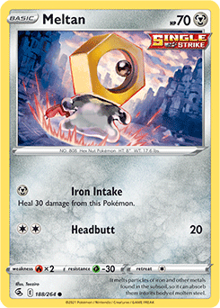 Common Pokémon card Meltan 188/264 from Fusion Strike expansion