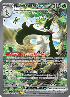 Special illustration rare Pokémon card Meowscarada ex 256/193 from Paldea Evolved expansion