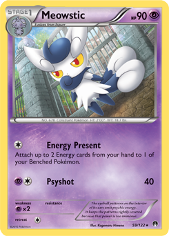 Rare Pokémon card Meowstic 59/122 from Breakpoint expansion