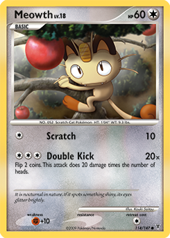 Common Pokémon card Meowth 114/147 from Supreme Victors expansion