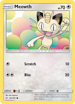 Meowth 125/181 Pokémon card from Team Up for sale at best price