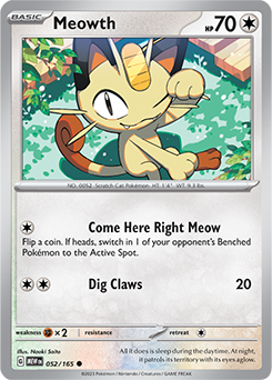 Common Pokémon card Meowth 52/165 from 151 expansion