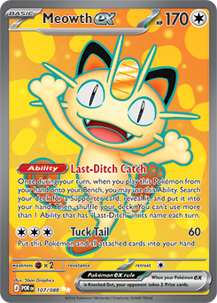 Ultra rare Pokémon card Meowth ex 107/88 from Perfect Order expansion