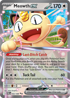 Double rare Pokémon card Meowth ex 62/88 from Perfect Order expansion