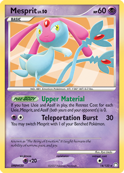 Rare holo Pokémon card Mesprit 14/123 from Mysterious Treasures expansion