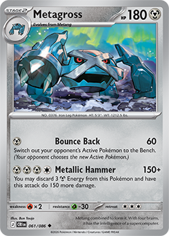 Uncommon Pokémon card Metagross 61/86 from Chaos Rising expansion