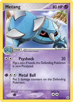 Uncommon Pokémon card Metang 43/101 from Ex Hidden Legends expansion
