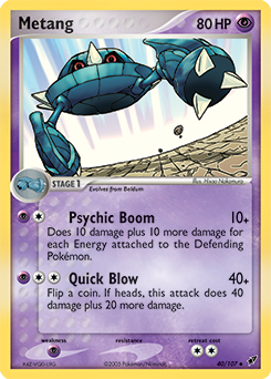 Carte Pokémon Peu commune Metang 40/107 de la série Ex Deoxys