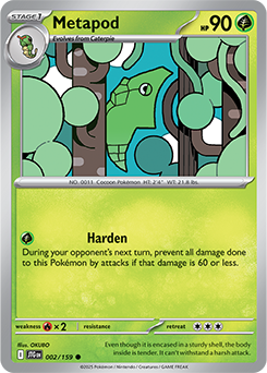 Common Pokémon card Metapod 2/159 from Journey Together expansion