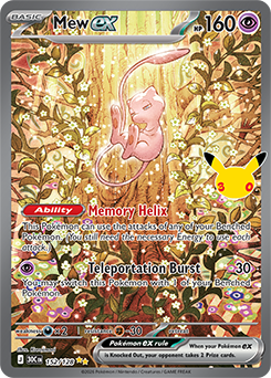 Special illustration rare Pokémon card Mew ex 152/128 from 30th Celebration expansion