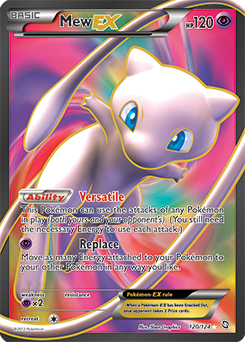 Full Art Trainer Pokémon card Mew EX 120/124 from Dragons Exalted expansion