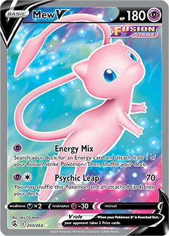 Full Art V Pokémon card Mew V 250/264 from Fusion Strike expansion