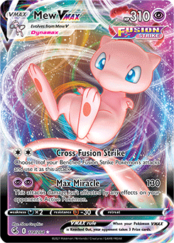Ultra rare VMAX Pokémon card Mew VMAX 114/264 from Fusion Strike expansion