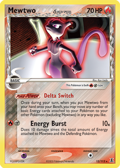 Carte Pokémon Mewtwo 12/113 de la série Ex Espèces Delta en vente au meilleur prix