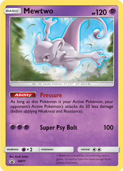 Promo Pokémon card Mewtwo SM77 from Sun and Moon Promos expansion