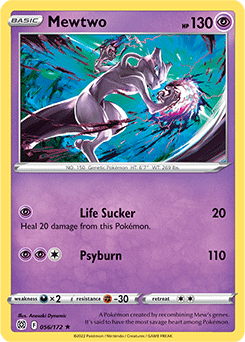 Rare Pokémon card Mewtwo 056/172 from Brilliant Stars expansion