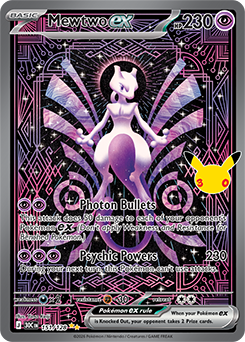 Special illustration rare Pokémon card Mewtwo ex 151/128 from 30th Celebration expansion