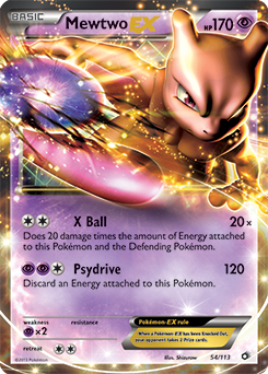 Pokémon EX Pokémon card Mewtwo EX 54/113 from Legendary Treasures expansion