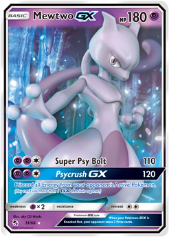 Pokémon GX Pokémon card Mewtwo GX 31/68 from Hidden Fates expansion