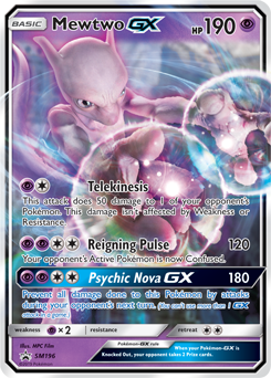Promo Pokémon card Mewtwo GX SM196 from Sun and Moon Promos expansion