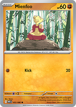 Common Pokémon card Mienfoo 52/86 from White Flare expansion
