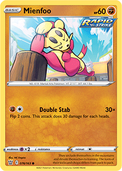 Mienfoo 76/163 Pokémon card from Battle Styles for sale at best price