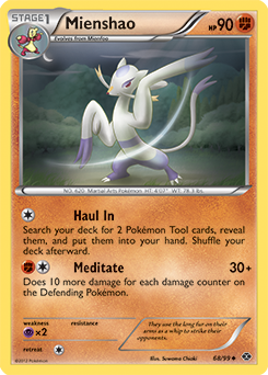 Uncommon Pokémon card Mienshao 68/99 from Next Destinies expansion