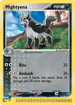 Mightyena 42/109 Pokémon card from Ex Ruby & Sapphire for sale at best price