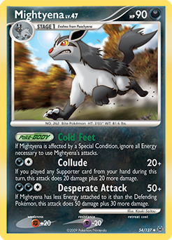 Uncommon Pokémon card Mightyena 54/127 from Platinuim expansion