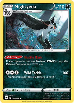 Rare Pokémon card Mightyena 096/189 from Astral Radiance expansion