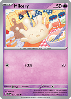 Common Pokémon card Milcery 74/159 from Journey Together expansion