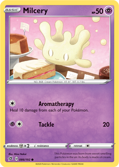 Common Pokémon card Milcery 86/192 from Rebel Clash expansion