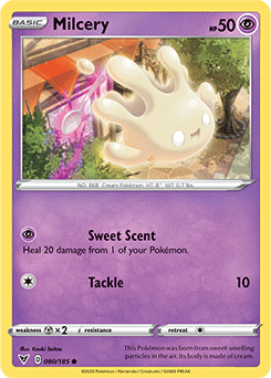 Common Pokémon card Milcery 080/185 from Vivid Voltage expansion