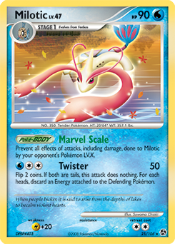 Rare Pokémon card Milotic 25/106 from Great Encounters expansion