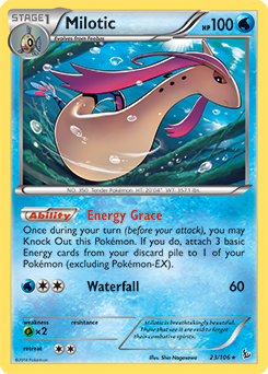 Rare holo Pokémon card Milotic 23/106 from Flashfire expansion