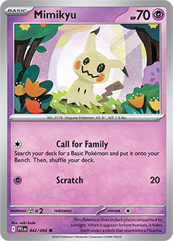 Common Pokémon card Mimikyu 42/94 from Phantasmal Flames expansion