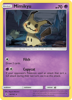 Mimikyu 58/145 Pokémon card from Guardians Rising for sale at best price