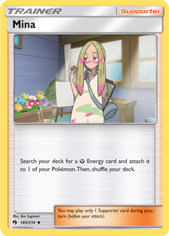 Uncommon Pokémon card Mina 183/214 from Lost Thunder expansion