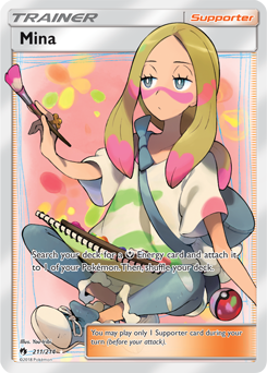 Full Art Trainer Pokémon card Mina 211/214 from Lost Thunder expansion