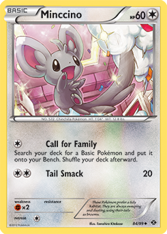 Uncommon Pokémon card Minccino 84/99 from Next Destinies expansion