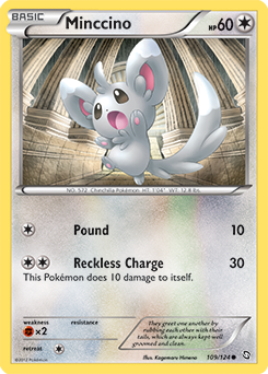 Common Pokémon card Minccino 109/124 from Dragons Exalted expansion