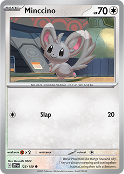 Common Pokémon card Minccino 125/159 from Journey Together expansion